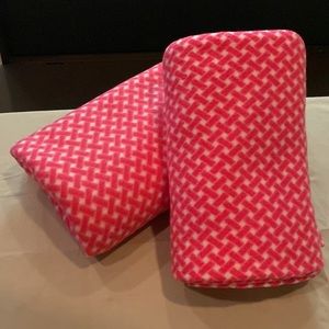 Throw blankets bundle both with pink and white pattern - each are 50x59”